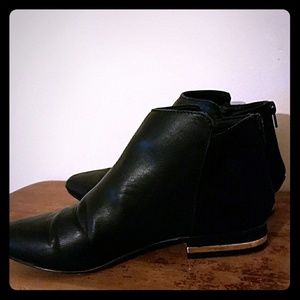 The loft black gold and suede booties
